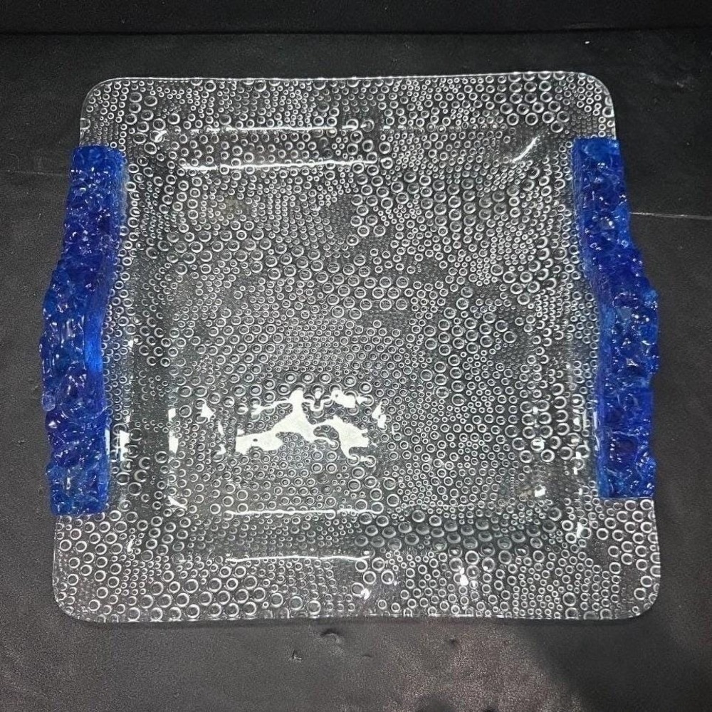 Riverside Studios‎ Handmade Tray, Cobalt Blue Handles, Textured Bubble Platter - Picture 6 of 12